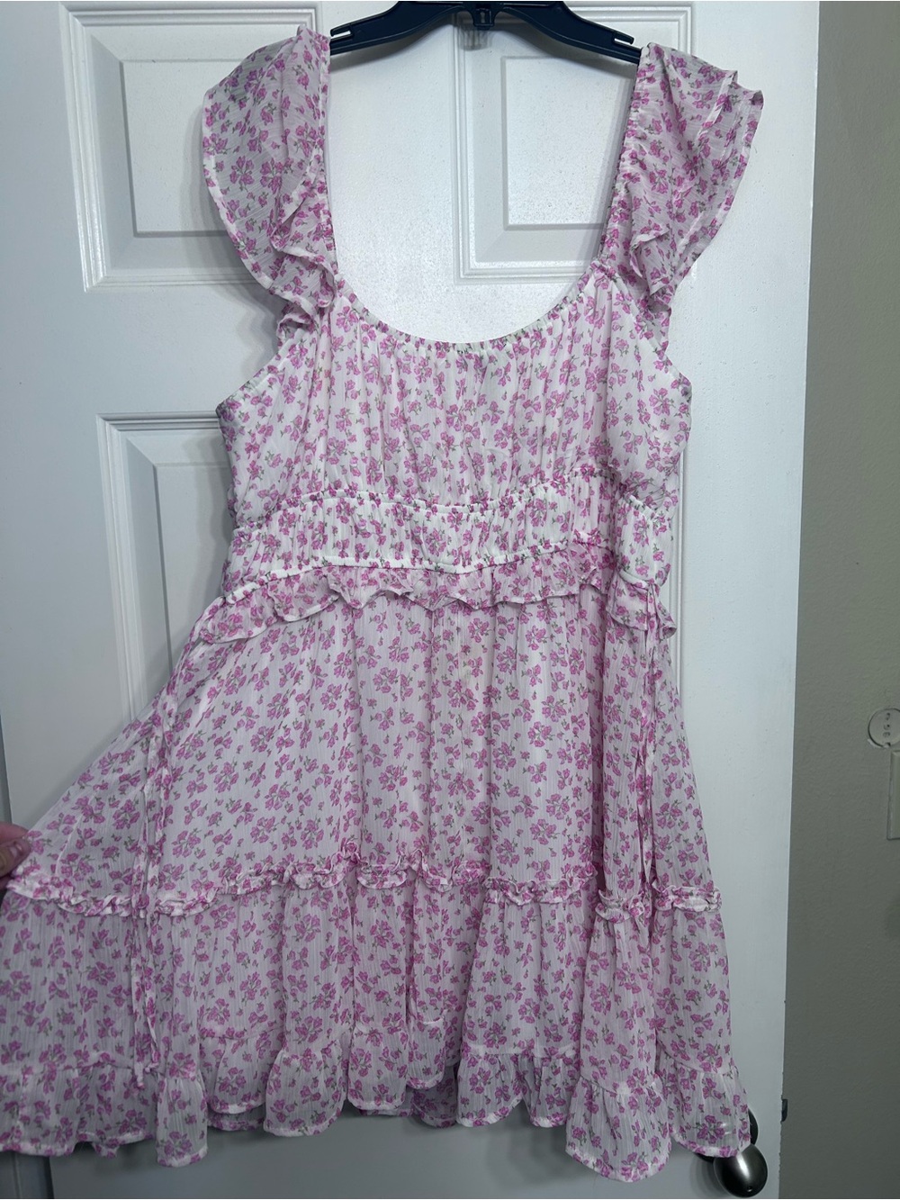Pink Floral Ruffle Dress